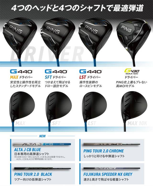 ピン G440 MAX ドライバー PING TOUR 2.0 CHROME 65 / 75