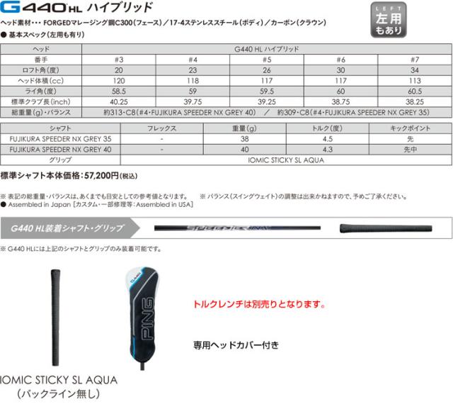 ピン G440 HL ハイブリッド Fujikura Speeder NX GREY 35H / 40H シャフト_4