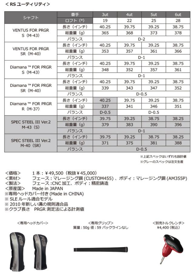 プロギア RS ユーティリティ VENTUS FOR PRGR シャフト_4