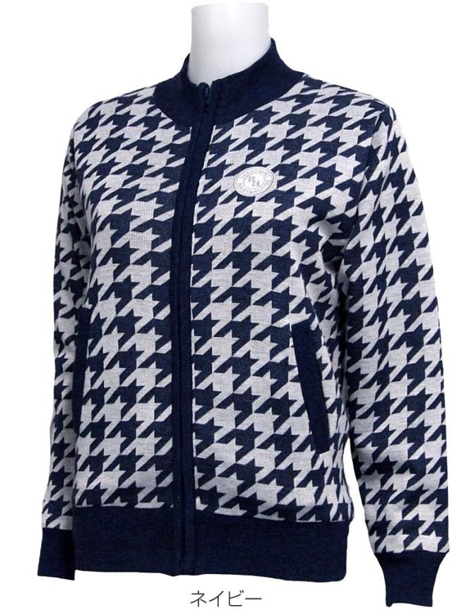 ロッキー＆ホッパー レディース ゴルフウェア 千鳥柄 フルジップ 防風