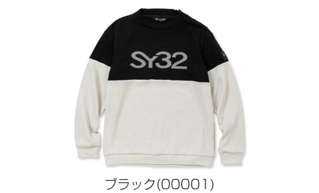 SY32 by SWEET YEARS メンズ ゴルフウェア 裏起毛サーマル フロッキープリント モックネック 長袖シャツ SYG-23A01 2023年秋冬モデル M-XL_1