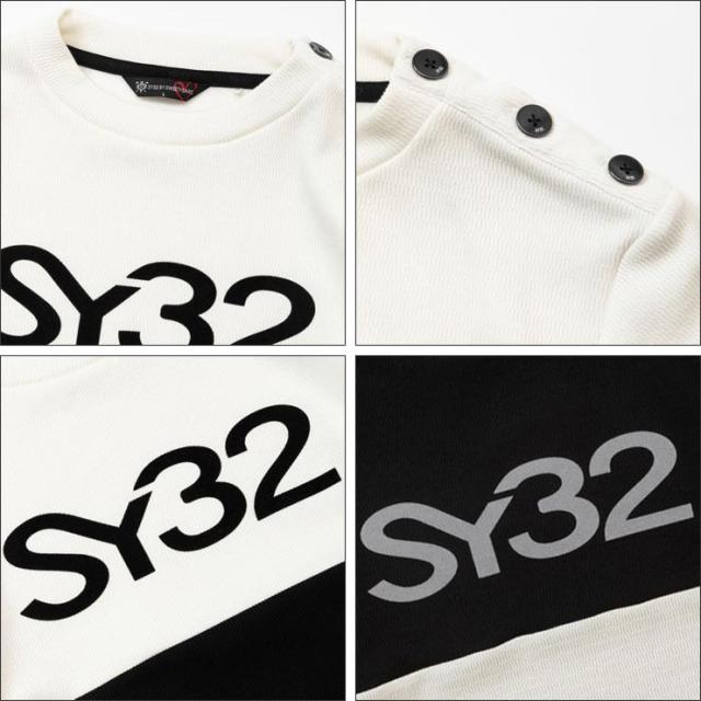 SY32 by SWEET YEARS メンズ ゴルフウェア 裏起毛サーマル フロッキープリント モックネック 長袖シャツ SYG-23A01 2023年秋冬モデル M-XL_4