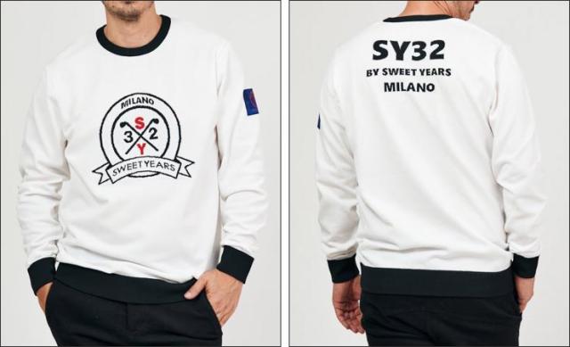 SY32 by SWEET YEARS メンズ ゴルフウェア SYG ミラノシリーズ クルーネック ニットセーター SYG-23A37MI 2023年秋冬モデル M-XL_5