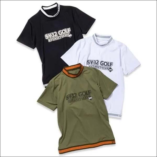 SY32 by SWEET YEARS ライト ストレッチ ロゴ モックネック 半袖シャツ ゴルフウェア メンズ 2025年春夏モデル M-XL SYG-25S038_10