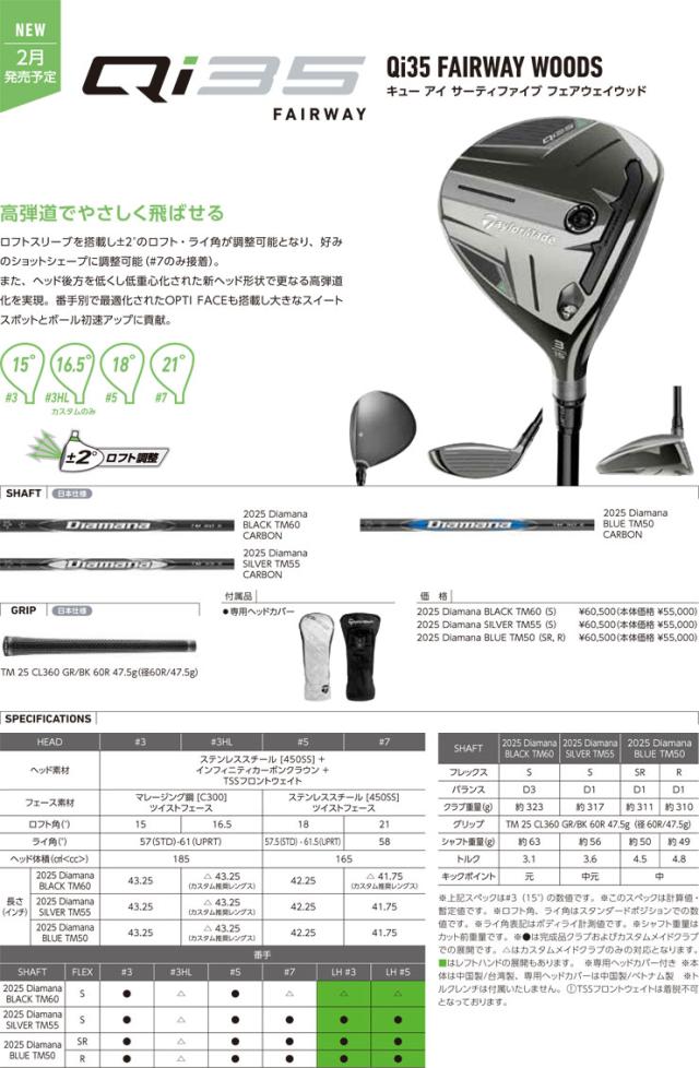 特注カスタムクラブ テーラーメイド Qi35 フェアウェイウッド 三菱