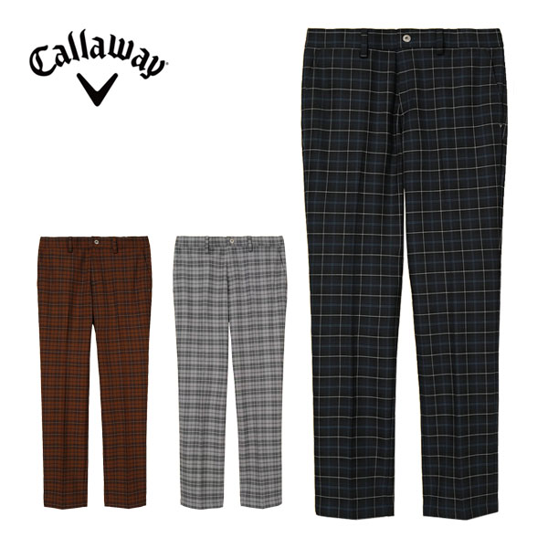 キャロウェイ 8WAYストレッチ チェック柄 裏起毛 ロングパンツ ゴルフウェア メンズ S-4L C24226116