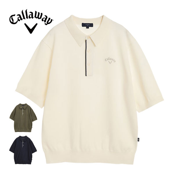 キャロウェイ 半袖 ニットポロシャツ ゴルフウェア メンズ 2025年春夏モデル M-3L C25134102