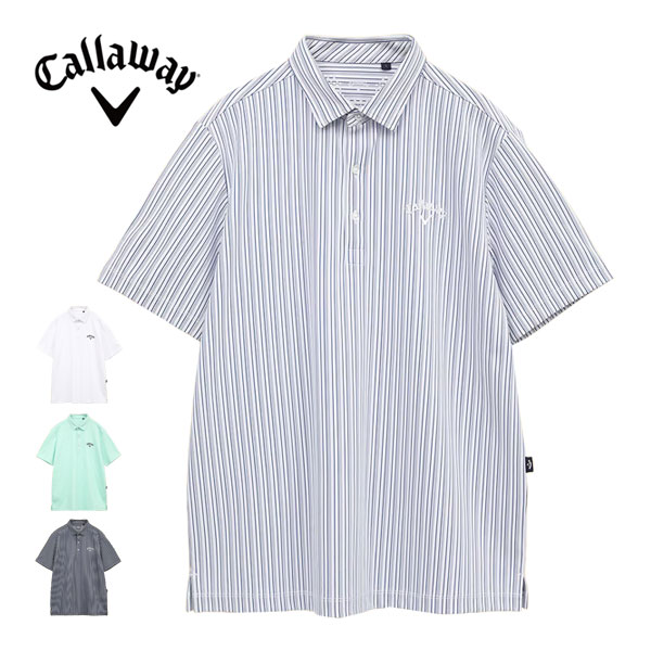 キャロウェイ メンズ ゴルフウェア ストライプジャカード 半袖 ポロシャツ C24134110 2024年春夏モデル M-3L キャロウェイ ストライプジャカード 半袖 ポロシャツ ゴルフウェア