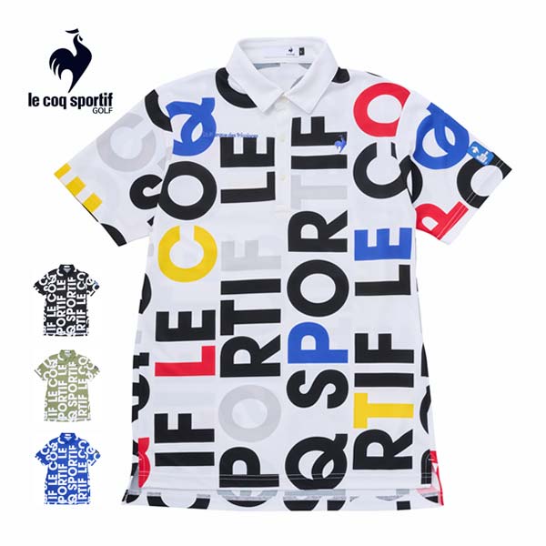 ルコックスポルティフ ゴルフ サンスクリーン マルチカラーロゴ柄 半袖 ポロシャツ ウェア メンズ 2025年春夏モデル M-3L LG5SHS05M