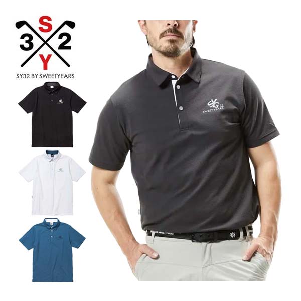 SY32 by SWEET YEARS バブル柄 ジャガード 半袖 ポロシャツ ゴルフ