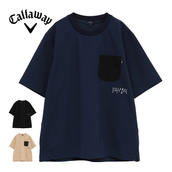 キャロウェイ 8WAYストレッチ ドットエア プルオーバー クルーネック 半袖 ブルゾン ゴルフウェア メンズ 2025年秋冬モデル M-3L C25216101