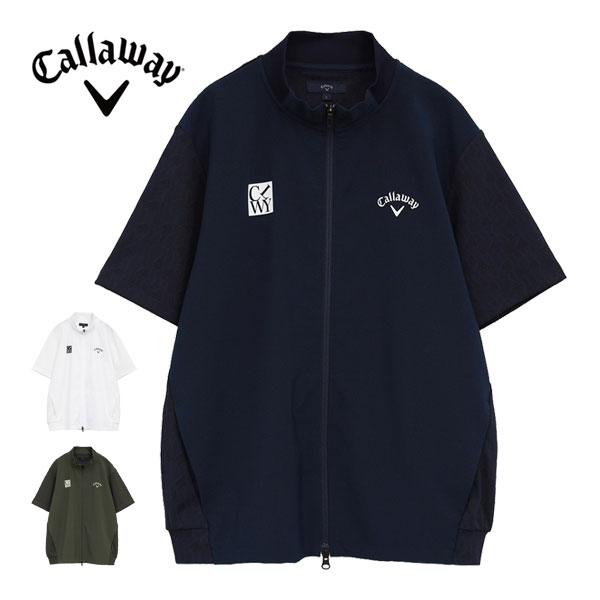 キャロウェイ 8WAYストレッチ ハイブリッド フルジップ スウェット 半袖 ブルゾン ゴルフウェア メンズ 2025年秋冬モデル M-3L C25217100