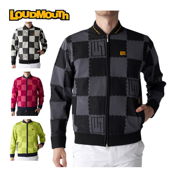 ラウドマウス ゴルフ 蓄熱裏地 ブロック柄 フルジップ ニット ブルゾン ウェア メンズ 2025年秋冬モデル M-4L 775-701