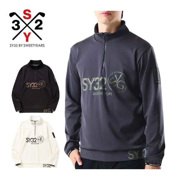 SY32 by SWEET YEARS マット ネオプレーン ハーフジップ スウェット シャツ ゴルフウェア メンズ 2025年秋冬モデル M-XL SYG-25A1-26