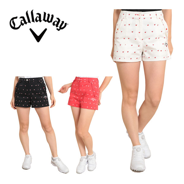 キャロウェイ レディース ゴルフウェア ラブキャロウェイ 飛び柄プリント ストレッチ コットンツイル ショートパンツ C23127220 2023年春夏モデル SS-LL
