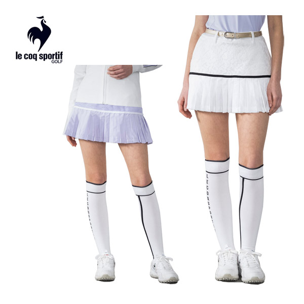 ルコックスポルティフ ゴルフ レディース ウェア RIJOUME レース切替 プリーツスカート QGWVJE11 2023年春夏モデル