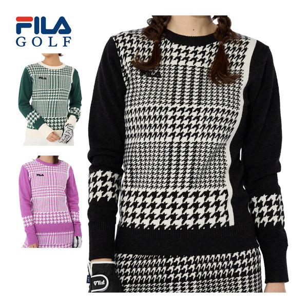 フィラゴルフ レディース ゴルフウェア 総柄パネル クルーネック