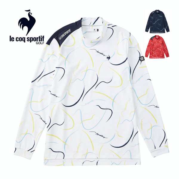 ルコックスポルティフ ゴルフ メンズ ウェア ストレッチフォーサー 総柄プリント モックネック 長袖シャツ QGMWJB02 2023年秋冬モデル M-3Lの通販は