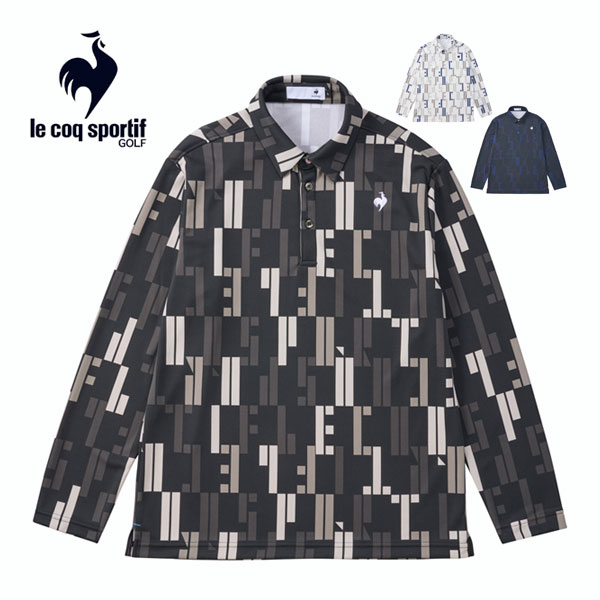 ルコックスポルティフ ゴルフ ストレッチフォーサー 総柄プリント 長袖 ポロシャツ ウェア メンズ 2024年秋冬モデル LG4FLS04M M-3L