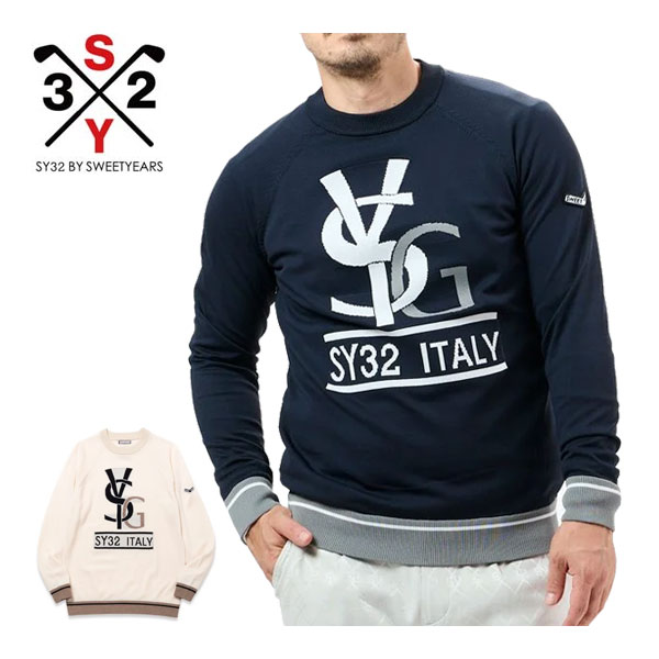 SY32 by SWEET YEARS ゴルフ SYGロゴ クルーネック セーター ウェア メンズ 2024年秋冬モデル SYG-24A042 M-L