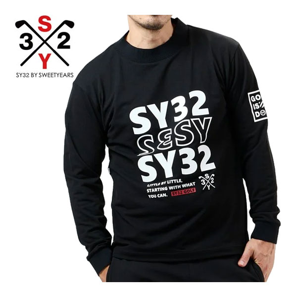 SY32 by SWEET YEARS ゴルフ リサイクル ピケ モックネック 長袖シャツ ウェア メンズ 2024年秋冬モデル SYG-24ARIC002 M-XL
