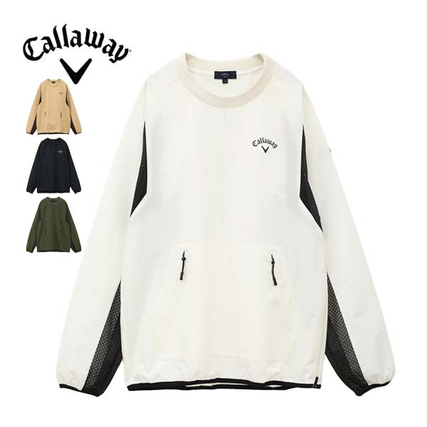 キャロウェイ 8WAYストレッチ シワポリエステル プルオーバー クルーネック ブルゾン ゴルフウェア メンズ 2024年秋冬モデル M-3L C24215101