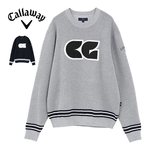 キャロウェイ 綿タッチポリエステル クルーネック セーター ゴルフウェア メンズ C24118101 M-3L