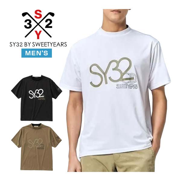 SY32 by SWEET YEARS ビッグロゴ モックネック 半袖シャツ ゴルフウェア メンズ 2026年春夏モデル M-XL SYG-26S1-12A