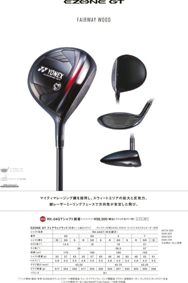 特注カスタムクラブ ヨネックス EZONE GT フェアウェイウッド REXIS XELA 275 シャフト_1