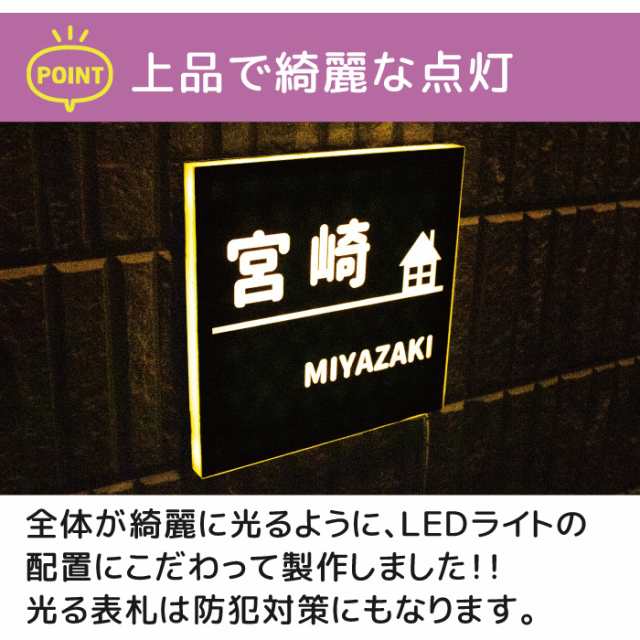 表札 LEDライト ソーラーパネル 表札24 プレート サインプレート 宅配ボックス マンション 戸建 シール ポスト ドアプレート 店舗 新築  ｜au PAY マーケット