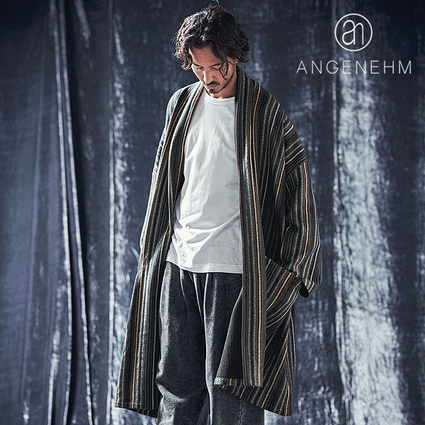 2024 秋冬 先行予約 10月上旬〜中旬入荷予定 ANGENEHM アンゲネーム Stripe melange jacquard knit-sew coat コート