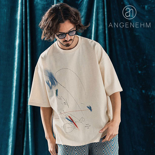 ANGENEHM アンゲネーム Printed T-shirt -handwriting esque- Tシャツ atftps