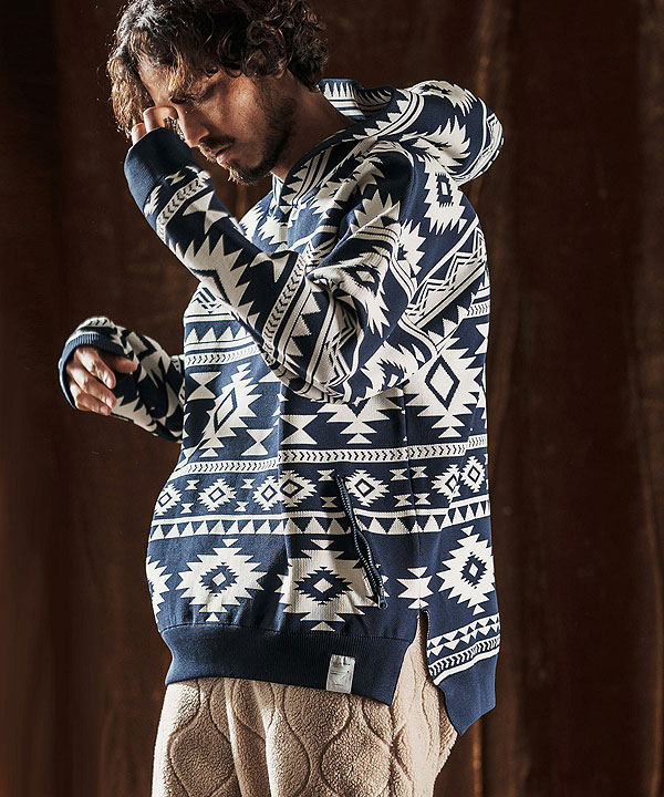 2025 秋冬 先行予約 10月中旬〜下旬入荷予定 ANGENEHM アンゲネーム Native Pattern Hoodie -Airy Yarn Sweater- キャンセル不可