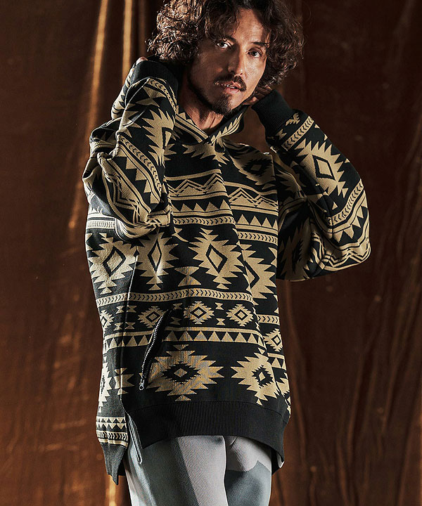 2025 秋冬 先行予約 10月中旬〜下旬入荷予定 ANGENEHM アンゲネーム Native Pattern Hoodie -Airy Yarn Sweater- キャンセル不可