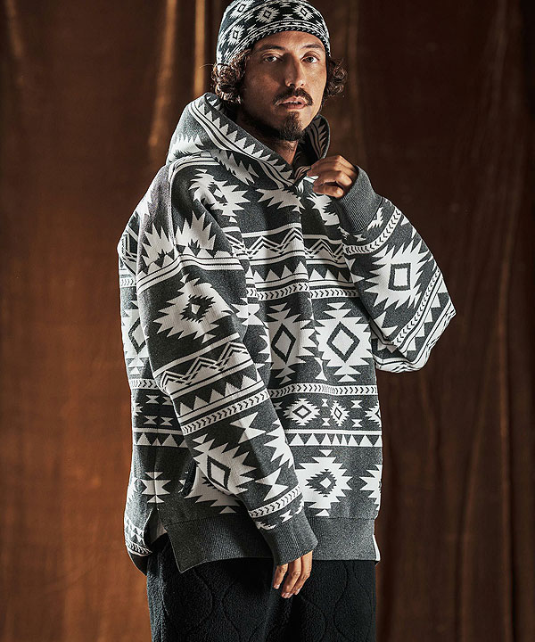 2025 秋冬 先行予約 10月中旬〜下旬入荷予定 ANGENEHM アンゲネーム Native Pattern Hoodie -Airy Yarn Sweater- キャンセル不可