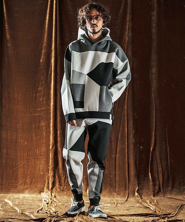 2025 秋冬 先行予約 10月中旬〜下旬入荷予定 ANGENEHM アンゲネーム Jacquard Block Color Hoodie -Airy Yarn Sweater- atftps