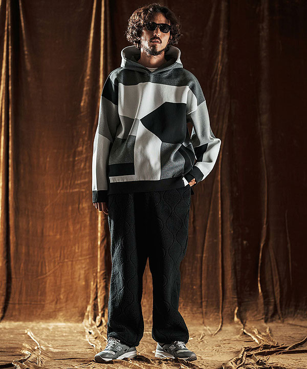 2025 秋冬 先行予約 10月中旬〜下旬入荷予定 ANGENEHM アンゲネーム Jacquard Block Color Hoodie -Airy Yarn Sweater- atftps