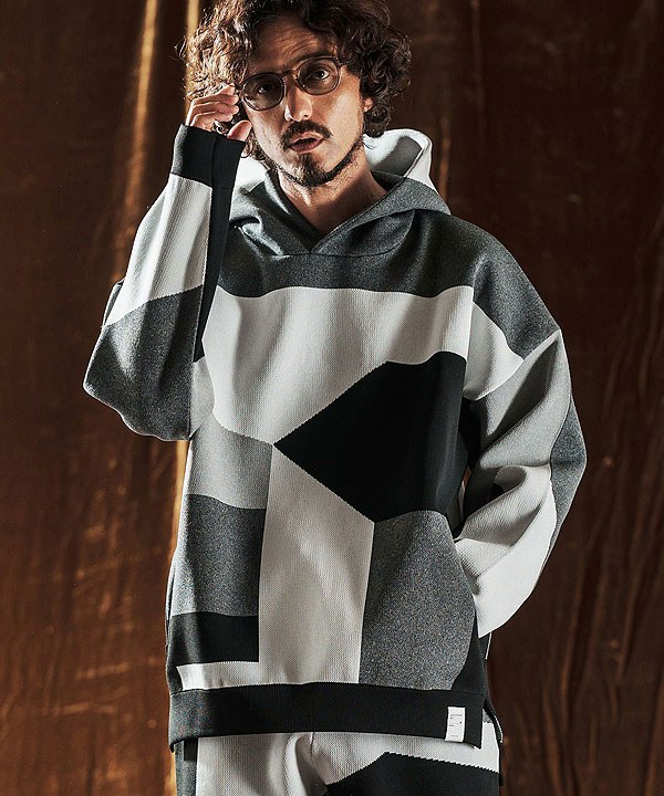 2025 秋冬 先行予約 10月中旬〜下旬入荷予定 ANGENEHM アンゲネーム Jacquard Block Color Hoodie -Airy Yarn Sweater- atftps