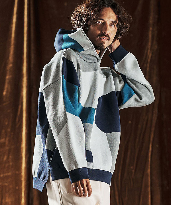 2025 秋冬 先行予約 10月中旬〜下旬入荷予定 ANGENEHM アンゲネーム Jacquard Block Color Hoodie -Airy Yarn Sweater- atftps