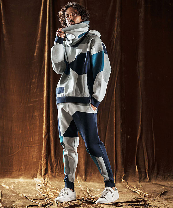 2025 秋冬 先行予約 10月中旬〜下旬入荷予定 ANGENEHM アンゲネーム Jacquard Block Color Hoodie -Airy Yarn Sweater- atftps