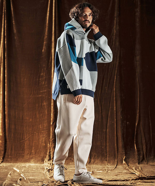 2025 秋冬 先行予約 10月中旬〜下旬入荷予定 ANGENEHM アンゲネーム Jacquard Block Color Hoodie -Airy Yarn Sweater- atftps