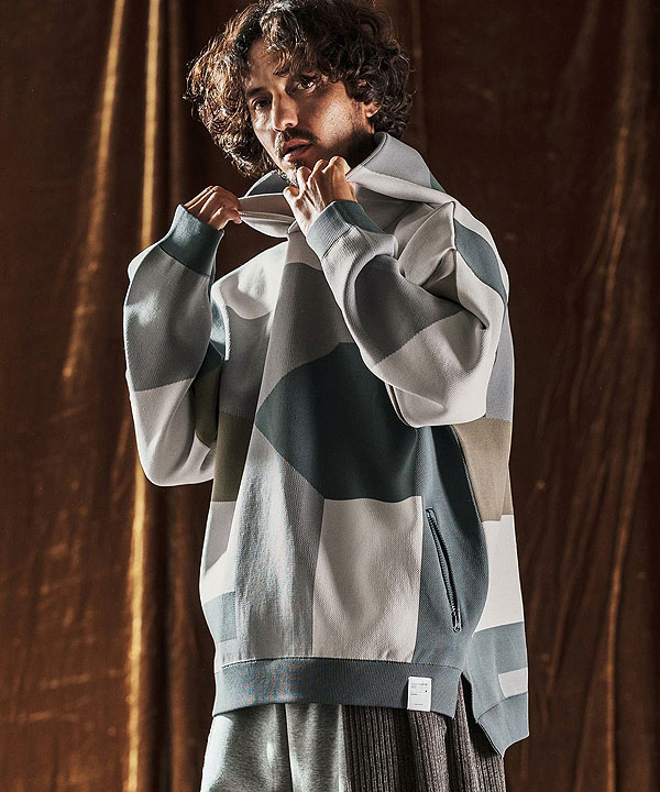 2025 秋冬 先行予約 10月中旬〜下旬入荷予定 ANGENEHM アンゲネーム Jacquard Block Color Hoodie -Airy Yarn Sweater- atftps