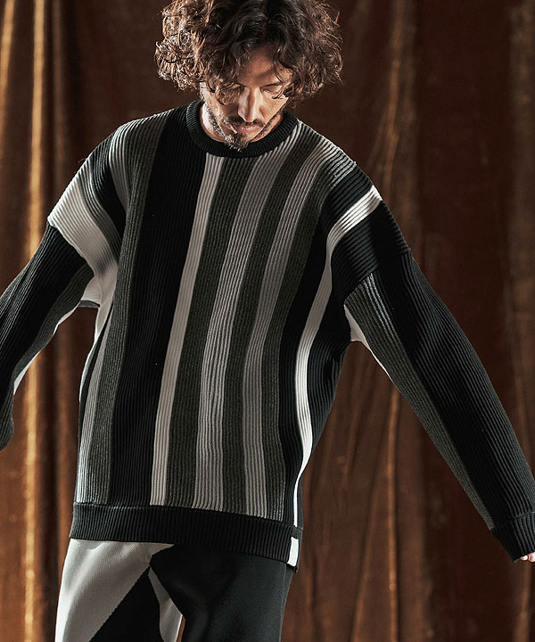 2025 秋冬 先行予約 10月中旬〜下旬入荷予定 ANGENEHM アンゲネーム Multi-Stripe Crew Knit -Airy Yarn Sweater- ニット atftps