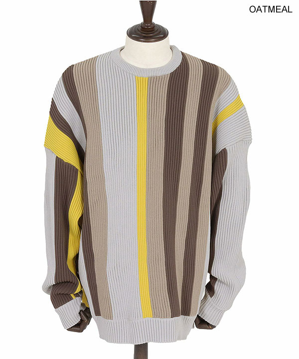 2025 秋冬 先行予約 10月中旬〜下旬入荷予定 ANGENEHM アンゲネーム Multi-Stripe Crew Knit -Airy Yarn Sweater- ニット atftps