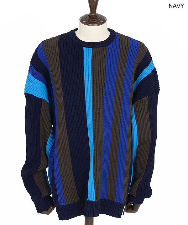 2025 秋冬 先行予約 10月中旬〜下旬入荷予定 ANGENEHM アンゲネーム Multi-Stripe Crew Knit -Airy Yarn Sweater- ニット atftps