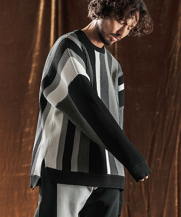 2025 秋冬 先行予約 10月中旬〜下旬入荷予定 ANGENEHM アンゲネーム Multi-Stripe Crew Knit -Airy Yarn Sweater- ニット atftps