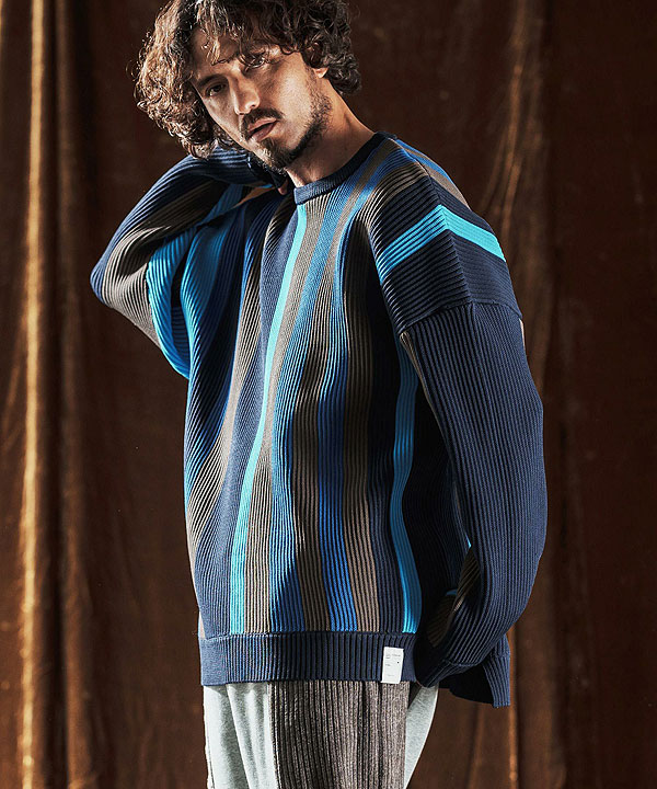 2025 秋冬 先行予約 10月中旬〜下旬入荷予定 ANGENEHM アンゲネーム Multi-Stripe Crew Knit -Airy Yarn Sweater- ニット atftps