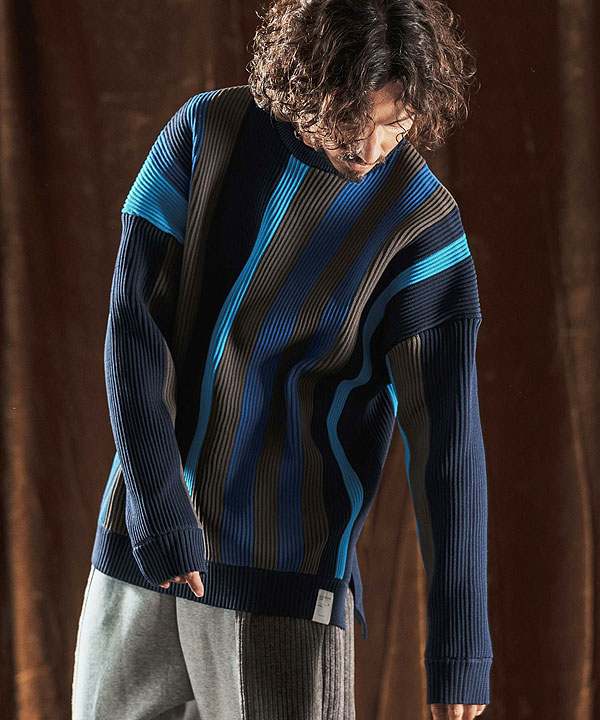 2025 秋冬 先行予約 10月中旬〜下旬入荷予定 ANGENEHM アンゲネーム Multi-Stripe Crew Knit -Airy Yarn Sweater- ニット atftps