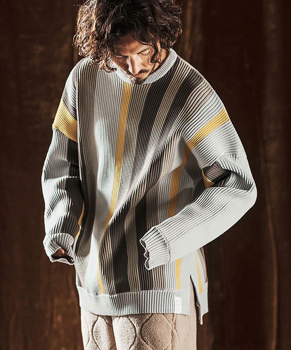 2025 秋冬 先行予約 10月中旬〜下旬入荷予定 ANGENEHM アンゲネーム Multi-Stripe Crew Knit -Airy Yarn Sweater- ニット atftps