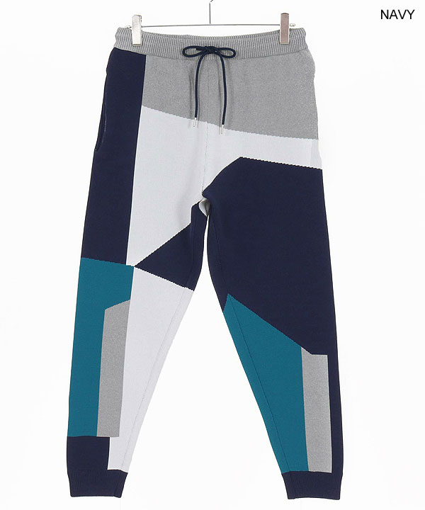 2025 秋冬 先行予約 10月中旬〜下旬入荷予定 ANGENEHM アンゲネーム Jacquard Block Color Pants -Airy Yarn Sweater- atfpts